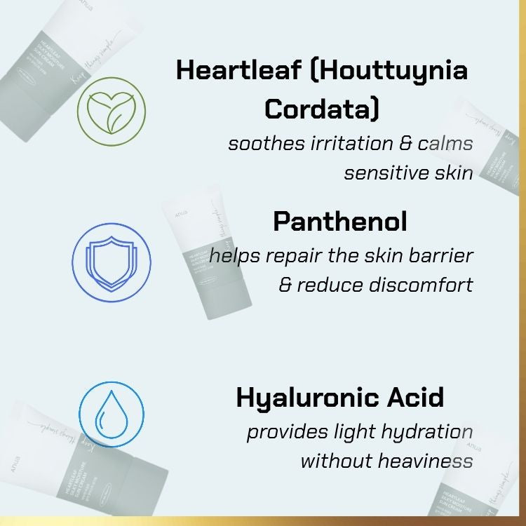 Key ingredients of Anua - Heartleaf Silky Moisture Sunscreen | sunscreen for sensitive skin