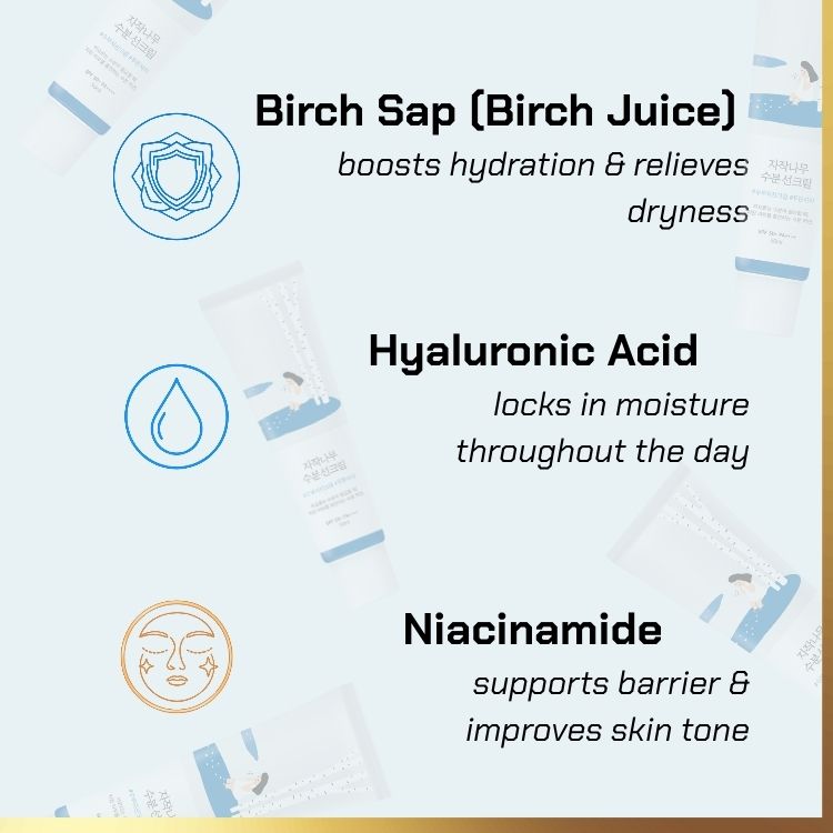 Key ingredients of RoundLab - Birch Juice Sunscreen | hydrating sunscreen for dry skin