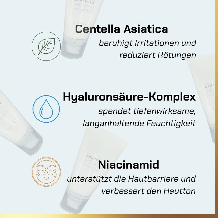 Key ingredients of Sonnenschutz für empfindliche Haut | SKIN1004 Centella Hyalu-Cica Sonnenserum