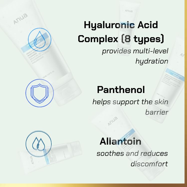 Key Ingredients - Anua - 8 Hyaluronic Acid Moisturizing Gentle Gel Cleanser | hydrating gel cleanser for sensitive skin