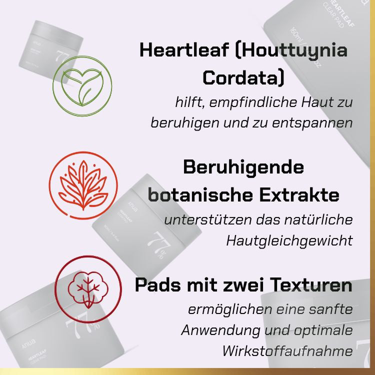 Key ingredients of Anua - Heartleaf 77% Toner Pad | Beruhigende Toner-Pads für empfindliche Haut