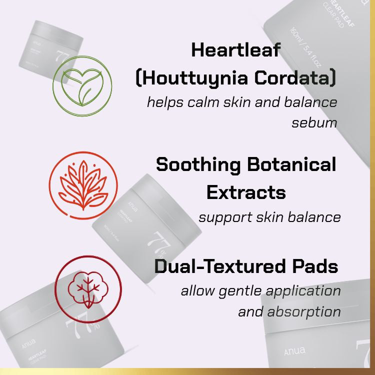 Key ingredients of Anua - Heartleaf 77% Toner Pad | calming toner pads for sensitive skin