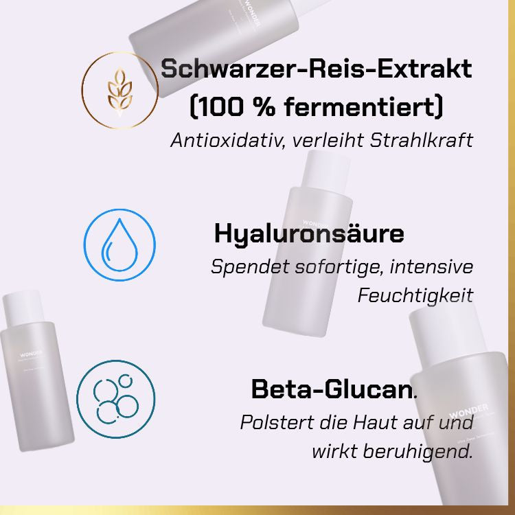 Key ingredients of HaruHaru Wonder – Hyaluronsäure-Gesichtswasser mit schwarzem Reis | Hyaluronsäure Toner für empfindliche Haut