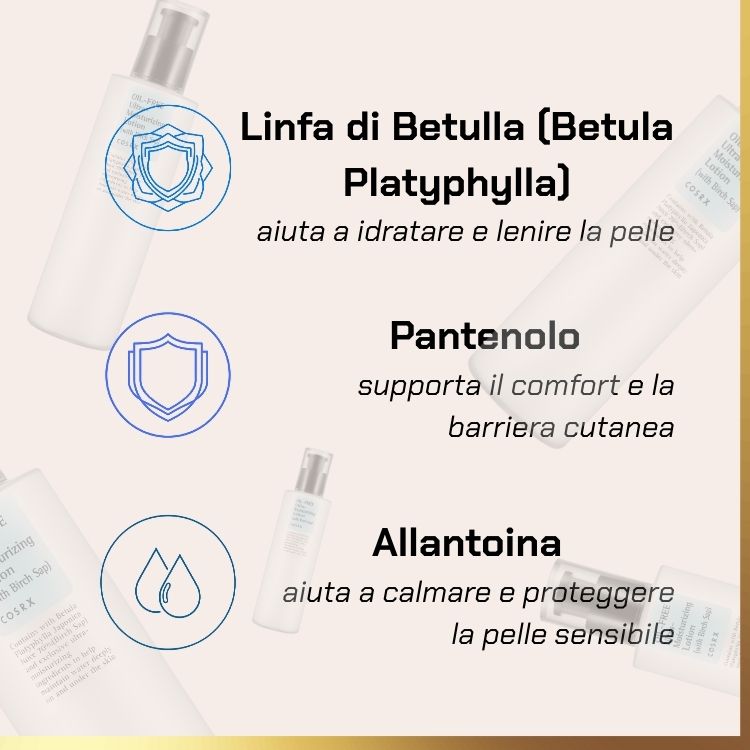 Key ingredients of COSRX - Lozione ultra idratante senza olio | crema idratante oil free per pelle acneica