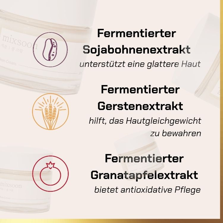 Key ingredients of Mixsoon - Bean Cream | leichte feuchtigkeitscreme für fettige haut