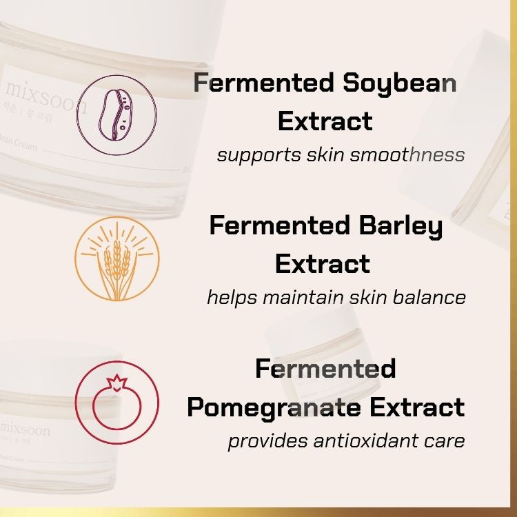 Key ingredients of Mixsoon - Bean Cream | lightweight moisturizer for oily skin