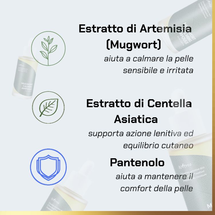 Key ingredients of ISNTREE - Mugwort Calming Ampoule | fiala lenitiva per pelli sensibili