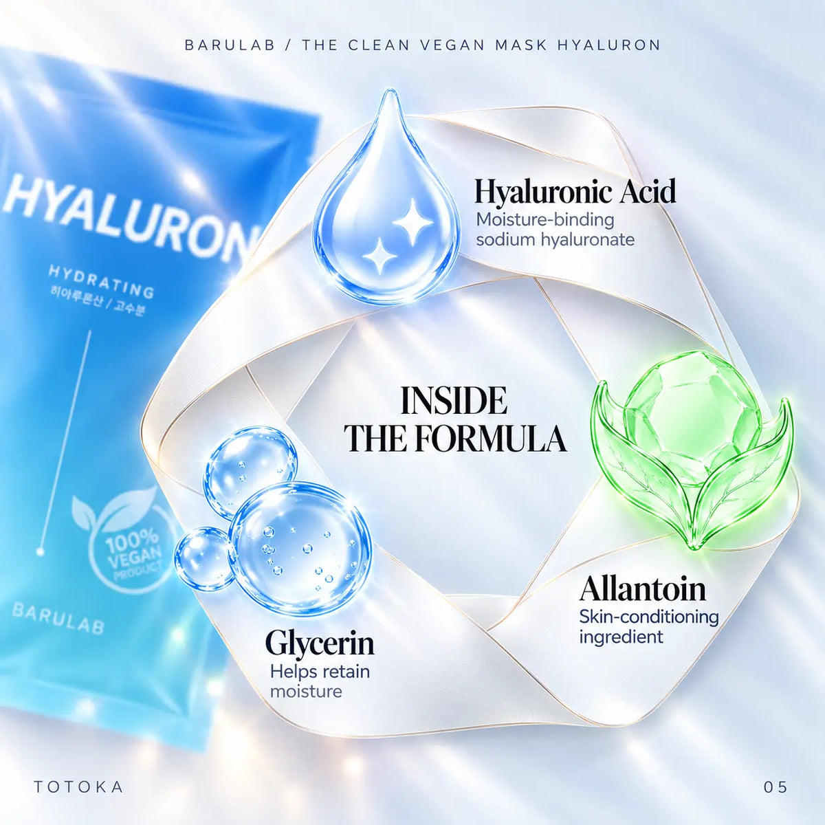 Barulab Hyaluron sheet mask with an illustrated guide to key ingredients