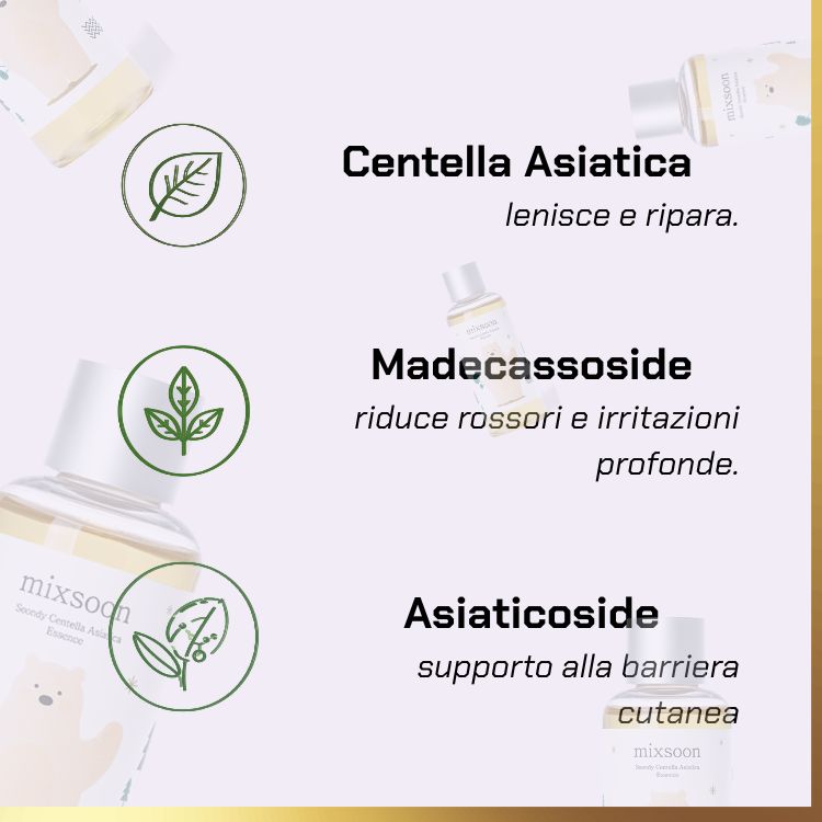 Key ingredients of Mixsoon - Soondy Asiatica Centella Essence | essenza di centella per pelli sensibili