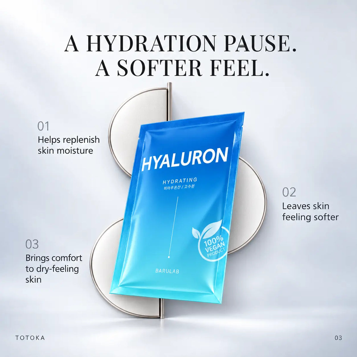 Barulab The Clean Vegan Mask Hyaluron blue sachet on a frosted background