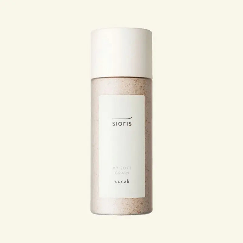 Bottle of Sioris scrub on a light beige background
