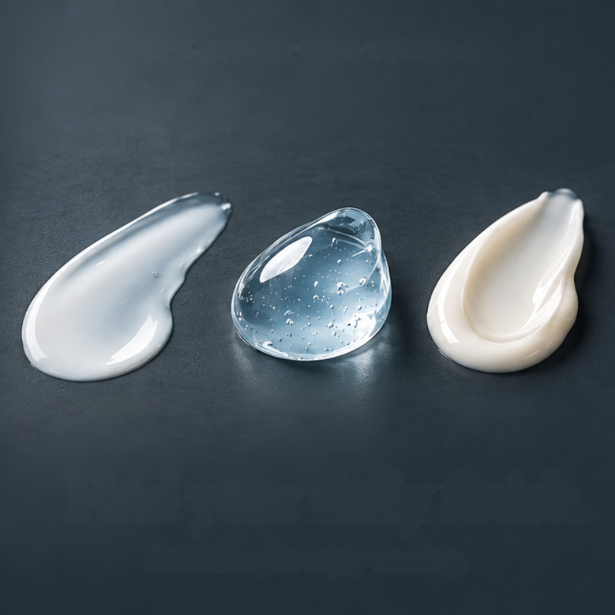 Fluid, gel and cream sunscreen textures