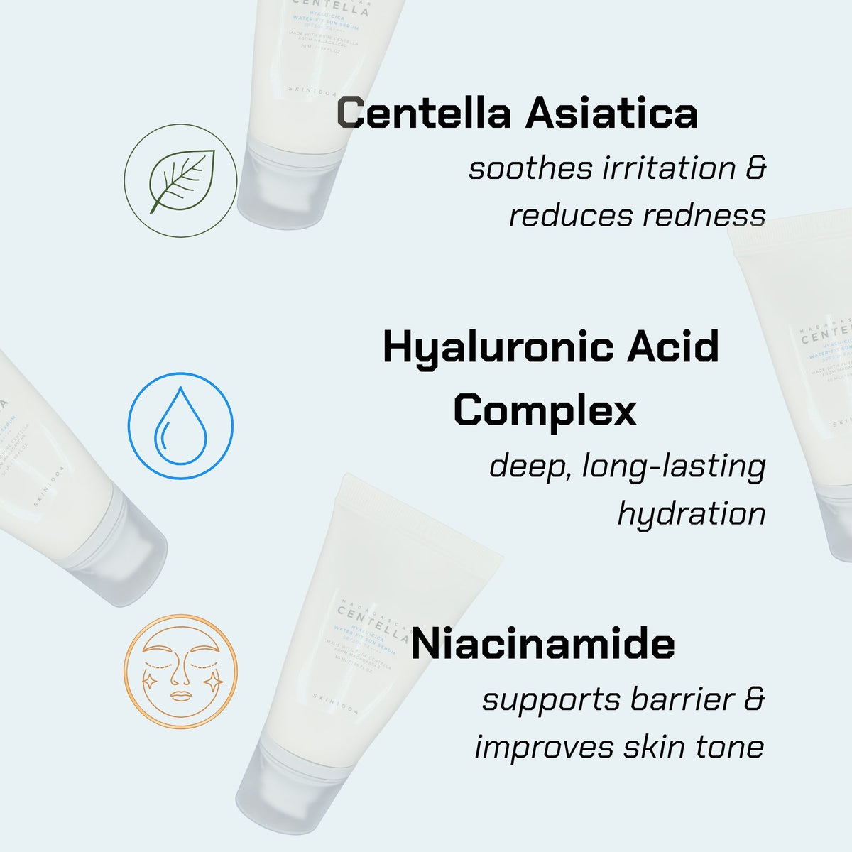Key ingredients of Sunscreen for Sensitive Skin | SKIN1004 Centella Hyalu-Cica Sun Serum