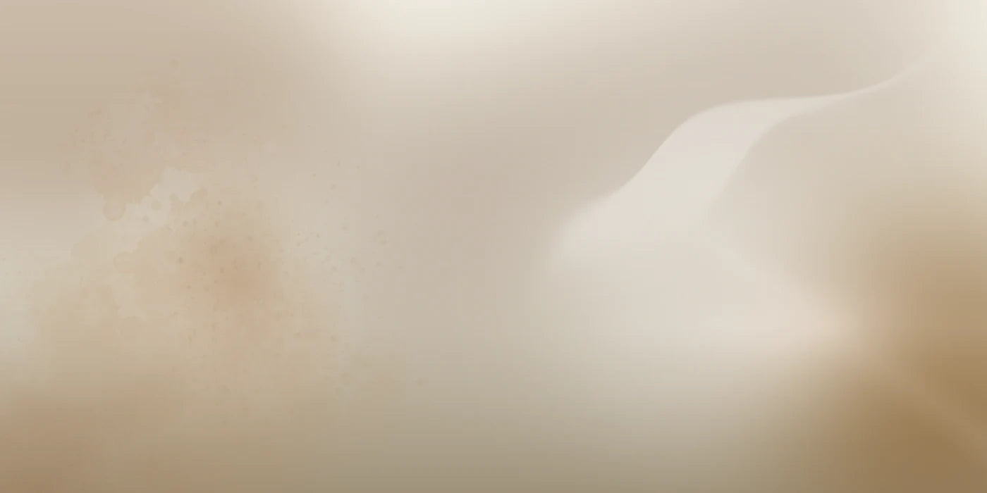 Soft pearlescent surfaces in sand and champagne tones.